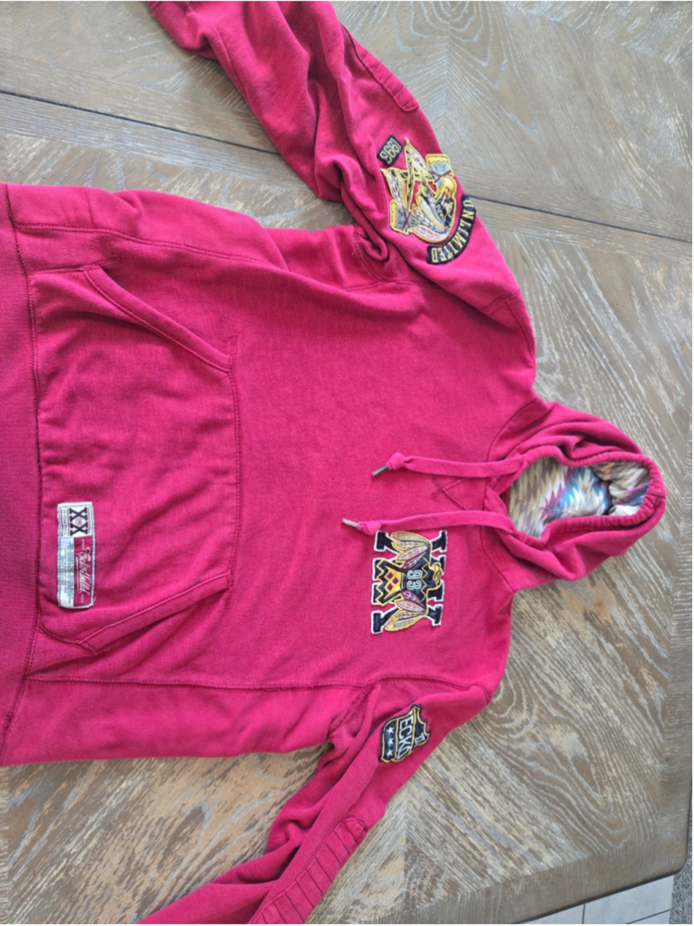 Vintage Ecko Unltd 20th Anniversary Red Embroidered Hoodie Size Large